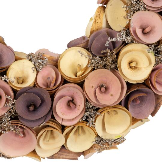 12" Pink & Yellow Wooden Floral Spring Wreath